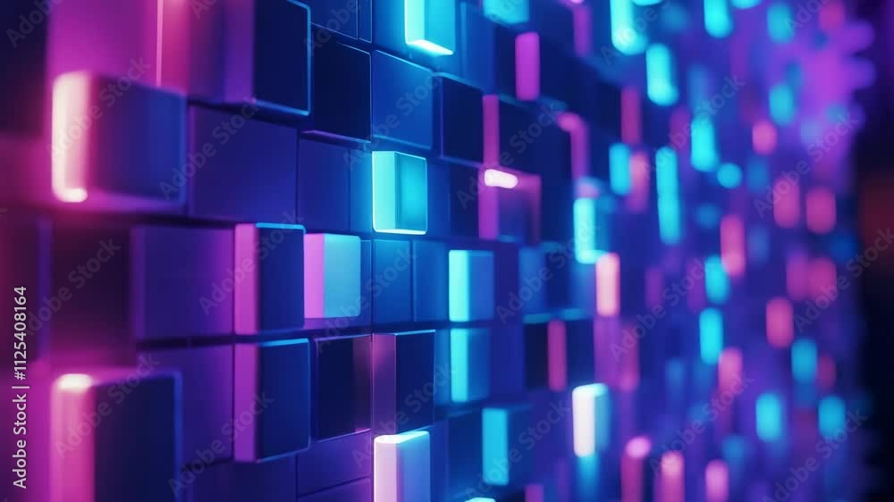 Poster Abstract digital data background. 3D animation. Future technology concept. Ai and artificial intelligence. Big data visualization