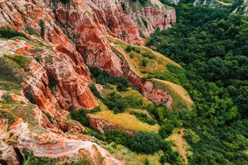 Red rocky slopes Rapa Rosie is a protected geological and floristic reservation area near Sebes alba in Romania