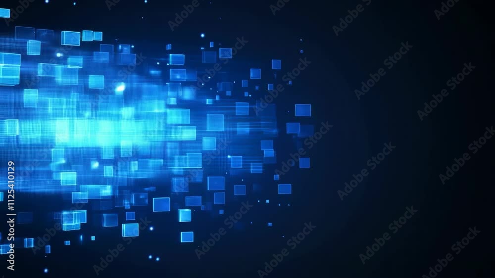 Poster Abstract digital data background. 3D animation. Future technology concept. Ai and artificial intelligence. Big data visualization