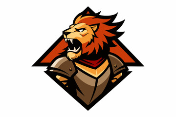 Gladiator lion roaring mascot logo vector illustration