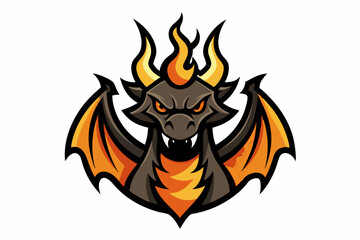 Dragon warrior mascot logo with flames mascot logo vector illustration
