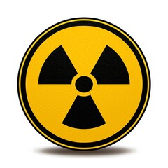 Obraz premium Radioactive material warning icon in flat style. Radiation danger vector illustration on isolated background. Caution sign business concept. 