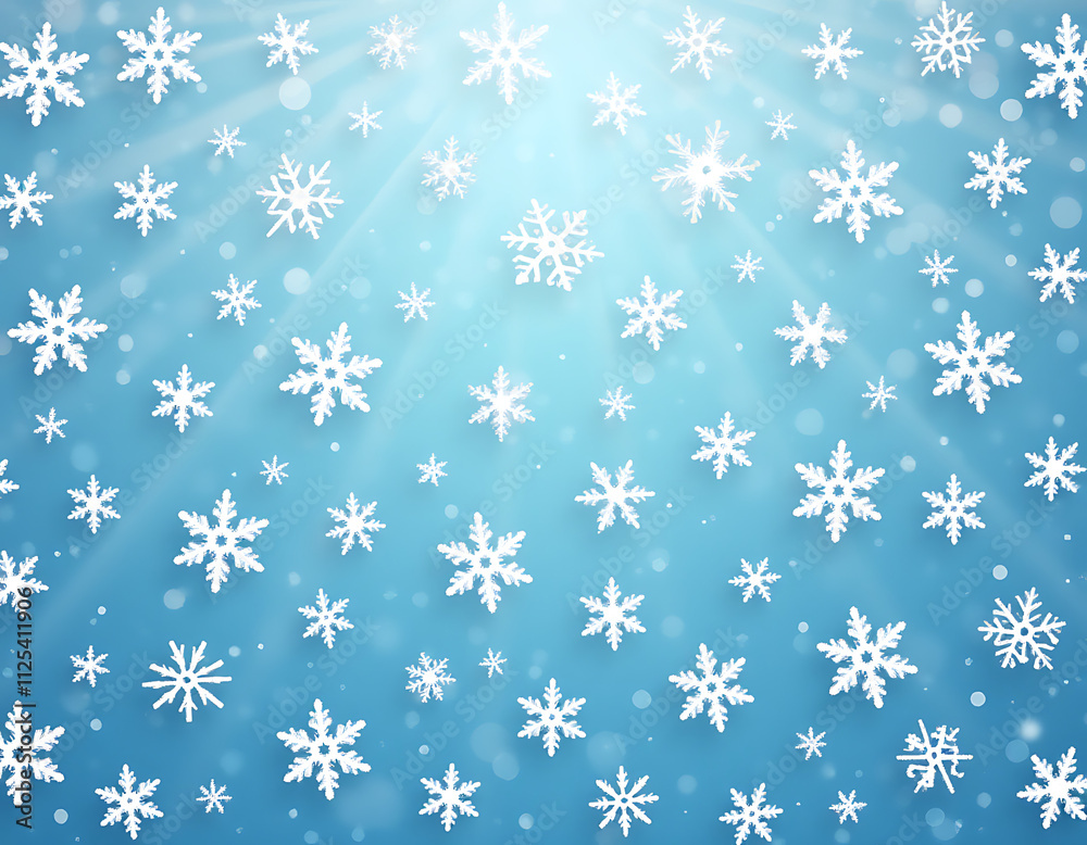 Poster A beautiful vector design featuring a repeating pattern of delicate snowflakes for use as a seamless winter holiday background._00001_