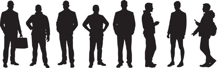 silhouettes business people isolated on a white background, a silhouette of a group of people