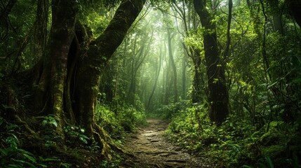 Fototapeta premium Misty jungle path.