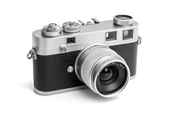 Compact Digital Camera with Flash: Close-Up Front View of Isolated Equipment