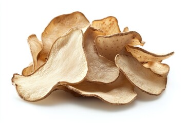 Fototapeta premium Heaping Potato Crisps Isolated on a Clean White Background