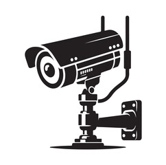 silhouette of cctv camera  vector illustration