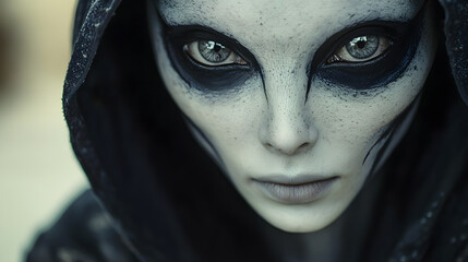 Naklejka premium Otherworldly Visage with Cosmic Dust Palette
