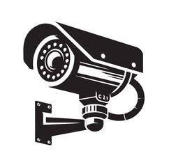 silhouette of cctv camera  vector illustration