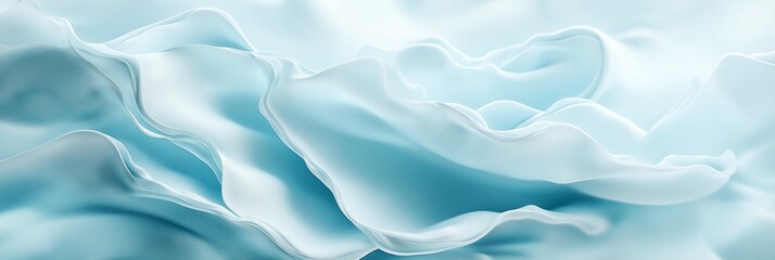Obraz premium A soft, gentle abstract background featuring flowing, wavy textures in light blue tones with ample copy space