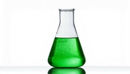 laboratory flask with green liquid