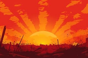 A war zone with destroyed infrastructure