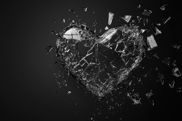 Fragmented Heart on Dark Canvas: An Anti-Valentine's Day Expression of Love's Breakage
