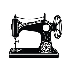 Vintage Sewing Machine Vector Illustration for Crafting, Tailoring, and Textile Design