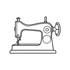 Vintage Sewing Machine Vector Illustration for Crafting, Tailoring, and Textile Design