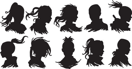 Ninja warrior Collection of silhouette vectors on a white background