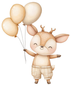 Cute Reindeer with Balloons