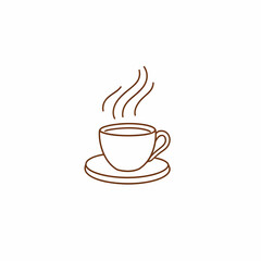Obraz premium Vector logo of a coffee cup with swirling steam, focusing on a minimalist design.