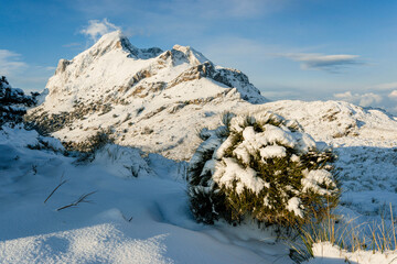Puig Major snow-capped mountain range, 1436 metres, Escorca, Sierra de Tramuntana, Mallorca,...