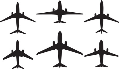 Big Set of Different Kind of Airplanes Silhouettes High Detail, Very Smooth Plane icon vector illustration. Airplane sign and symbo