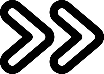 Two thick black arrows are pointing to the right, symbolizing forward movement, progress, and the concept of next or continue, ideal for user interfaces and digital design