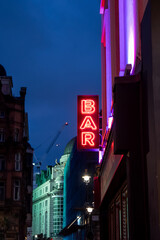 Illuminated Bar sign in central London