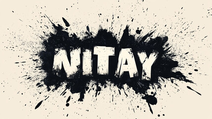 Abstract Ink Splash Background with Textured Typography  Nitay
