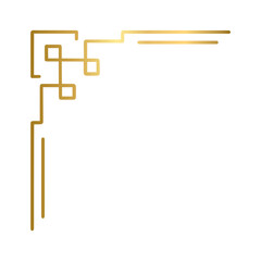 Golden geometric corners frames doodle.  Vintage decorative angle border, Wedding design elements, decoration. Hand drawn vector illustration isolated on a transparent background