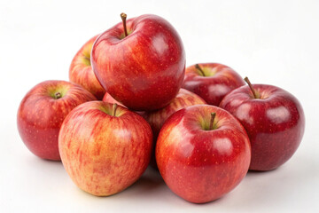 Fresh Red Apples - Juicy Fruit Pile on White Background