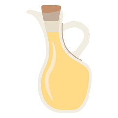 Olive oil in a glass bottle.Extra virgin olive oil.Vector illustration.Isolated on white background.