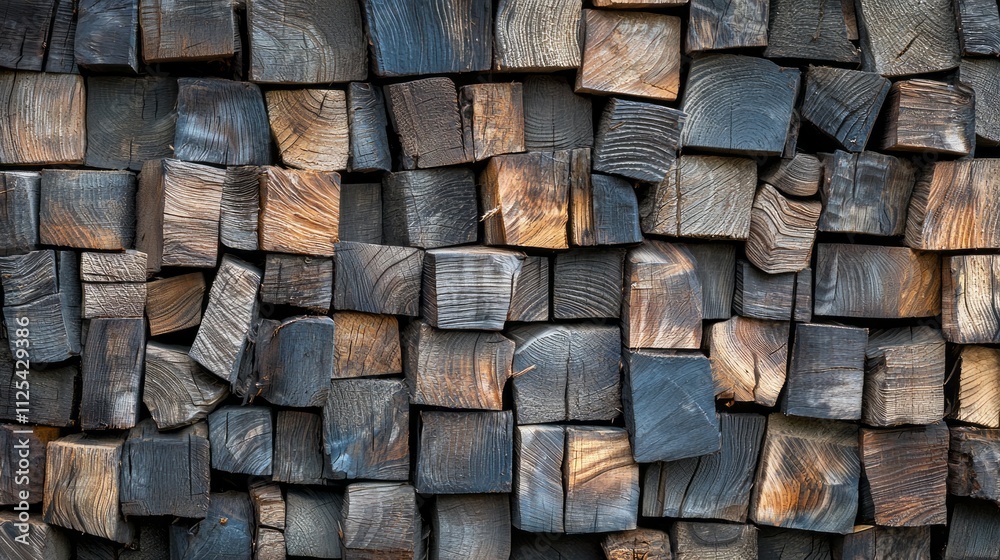 Poster Textured collage showcases an array of smoking wood planks, revealing consistent hues and patterns that highlight the beauty of natural materials