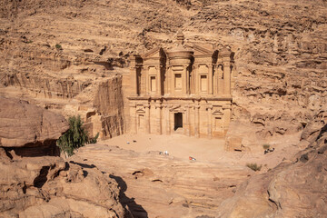 Ed-Deir is a Monumental Building Carved out of Rock in the Ancient City in Southern Jordan. Monument in Petra Archaeological Park.