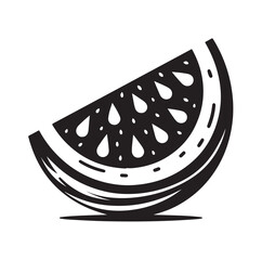 Watermelon slice silhouette vector illustration