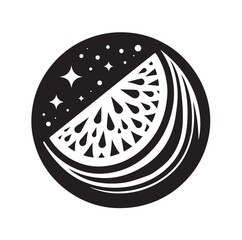 Watermelon slice silhouette vector illustration