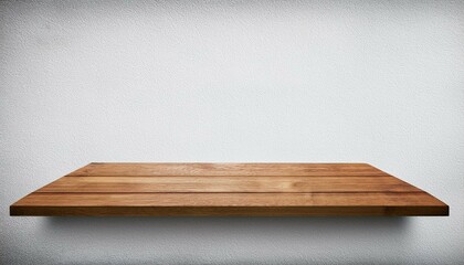 empty wooden shelf on wall