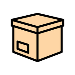 Cardboard box icon. Symbol of delivery or product packaging. Designation of a parcel or purchase.