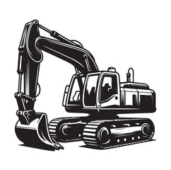 Excavator silhouette vector illustration