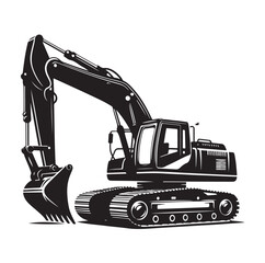 Excavator silhouette vector illustration