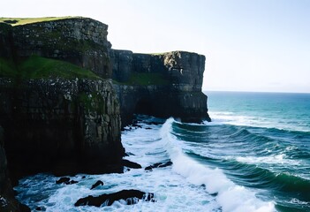 Cliffs above waves