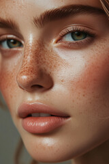 Fototapeta premium Close-up Portrait of an Aesthetic Minimalist Skincare Model