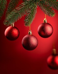 Czerwone bombki świąteczne tło