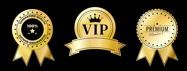 Gold luminous VIP product tags. Best quality gold emblem.