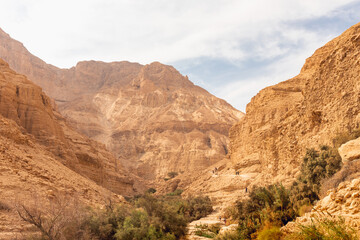 Wadi Arugot National Park is a desolate rocky landscape