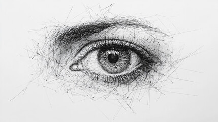 Fototapeta premium Abstract Eye Drawing Monochrome Sketch Human Gaze Intricate Lines Vision Perception