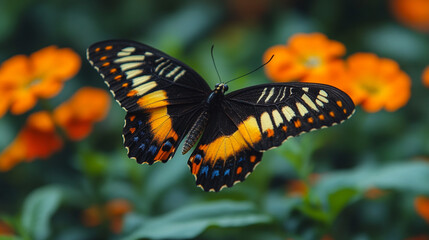 Obraz premium Beautifully colored butterfly in detailed close-up, showcasing vivid wing patterns