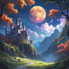 Dreamy Kingdom Castle with a Stunning Night Sky