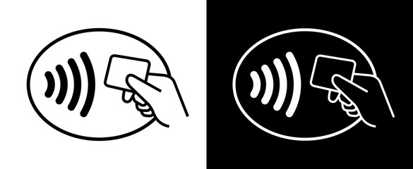 Contactless payment icon (NFC). Symbol of purchase or store, cash register or bank card. Cashless payment.