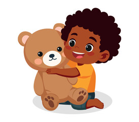 baby boy playing with teddy bear	