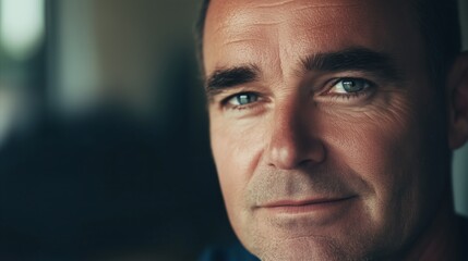 Obraz premium Man with a beard and glasses is smiling